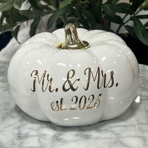 2025 Mr & Mrs Weeding Pumpkin Keepsake Decor NWT